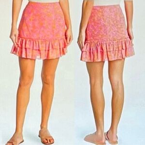 Likely Nori Floral Ruffle Mini Skirt Pink Multi Size 0 NWT